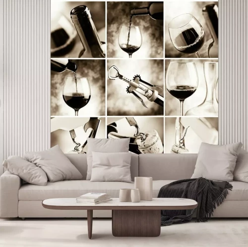 Papier peint  Eléments de vin en sépia