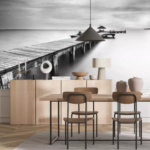 Papier peint  Une jetée en bois sur un lac calme