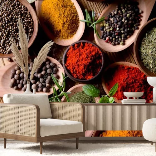 Papier peint  Épices colorées en poudre