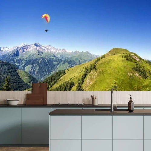 Papier peint  Parapente au-dessus des montagnes
