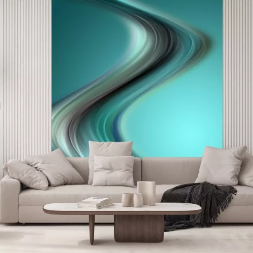 Papier peint  Fumée noir et turquoise