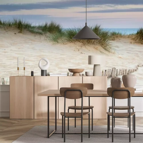 Papier peint  Panorama d'une plage de dunes et de la mer