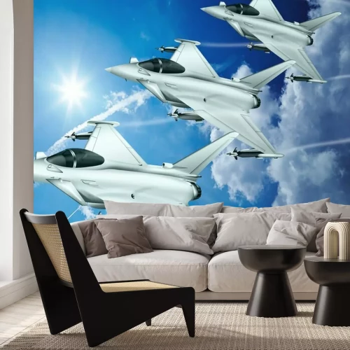 Papier peint  Trois avions volant dans un ciel nuageux