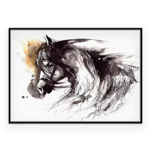 Poster  Portrait d'un cheval dans le style d'un dessin esquissé
