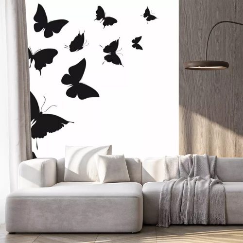 Papier peint  Papillons noirs sur fond clair