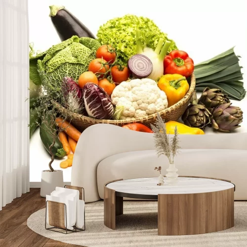 Papier peint  Composition de légumes dans un panier