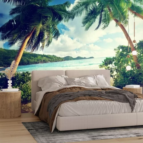 Papier peint  Coucher de soleil sur la plage, île de Mahé, Seychelles