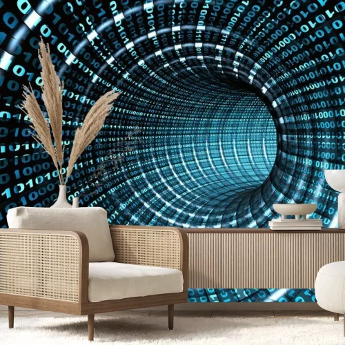 Papier peint  Tunnel 3D et code binaire
