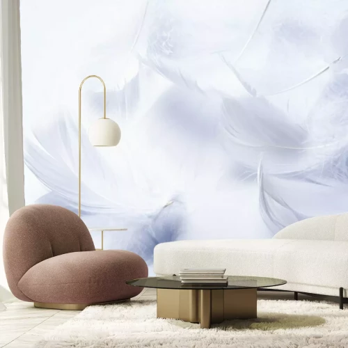 Papier peint  Plumes blanches éthérées