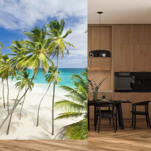 Papier peint  Mer et palmiers dans les Caraïbes