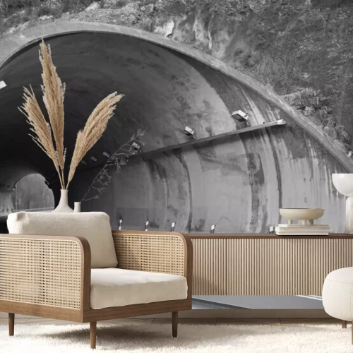 Papier peint  Vue monochrome d'un tunnel