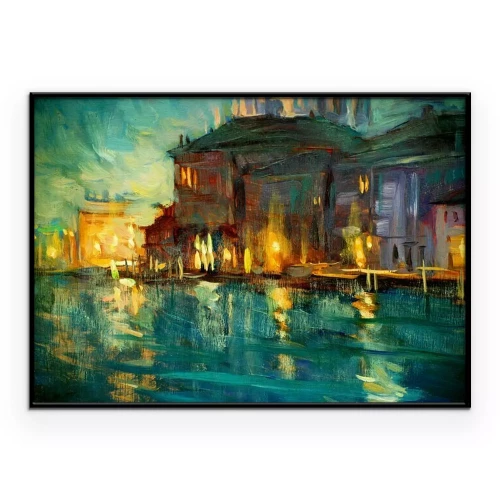 Poster  Paysage de nuit à Venise, peinture à l'huile sur contreplaqué, illustrant
