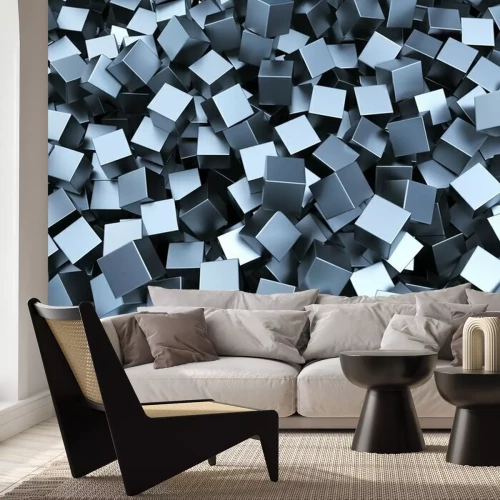 Papier peint  Dés gris métallique en 3D