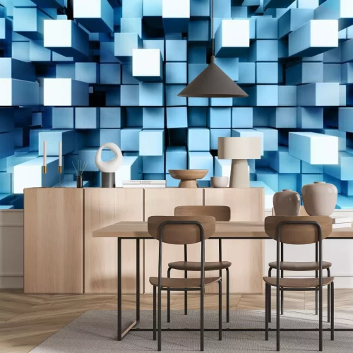 Papier peint  Dés en 3D bleus