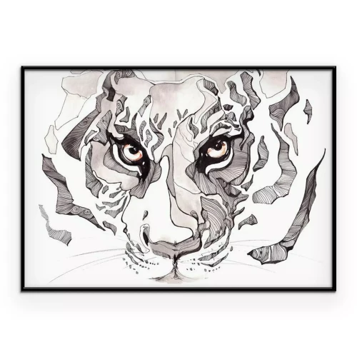 Poster  Tigre dans un portrait abstrait