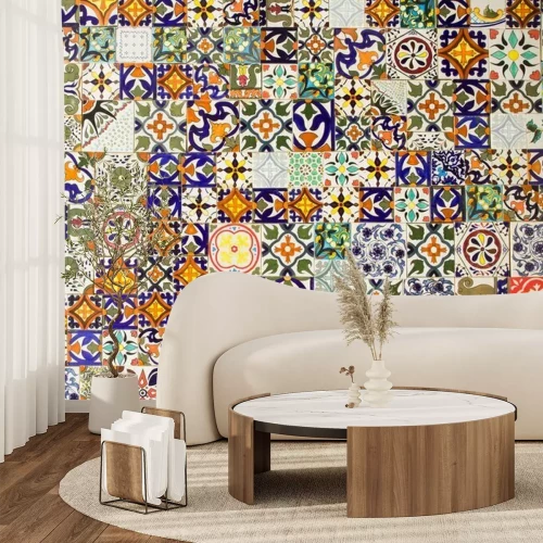 Papier peint  Motif de carreaux colorés