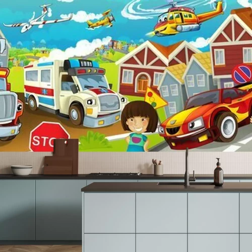 Papier peint  Ville version dessins animé