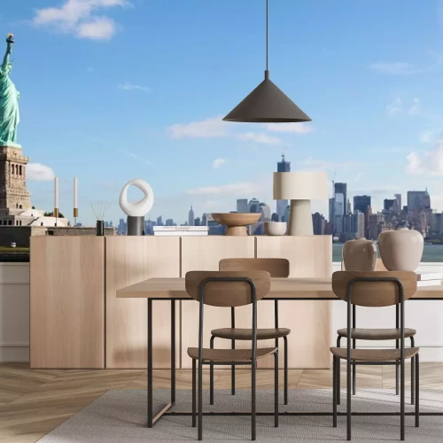 Papier peint  Panorama ville avec la Statue de la Liberté