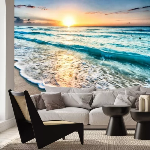 Papier peint  Coucher de soleil sur la mer paysage