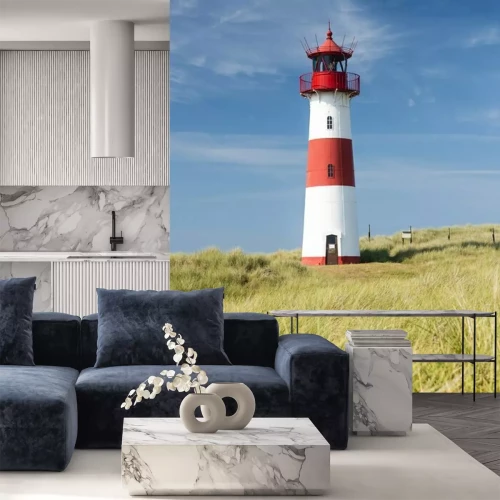 Papier peint  Phare maritime sur l'herbe verte