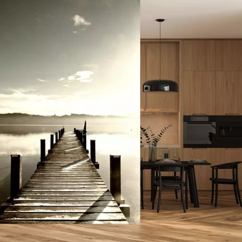 Papier peint  Jetée en bois sur un lac