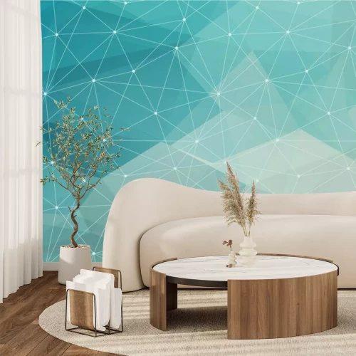 Papier peint  Maille abstraite sur fond turquoise