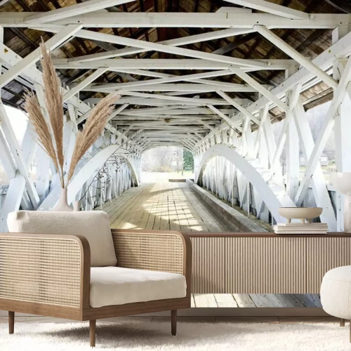 Papier peint  Pont couvert groveton (1852), New Hampshire, États-Unis