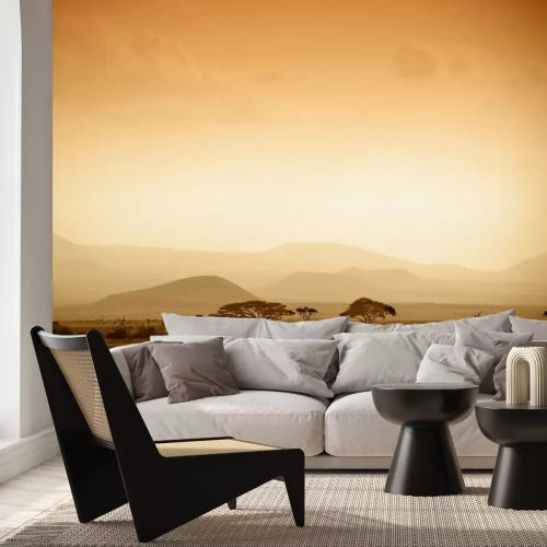 Papier peint  Savane africaine au lever du soleil