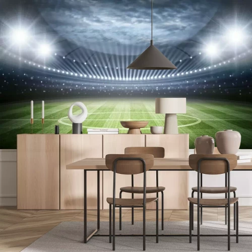 Papier peint  Vue du terrain et du stade illuminés par les projecteurs