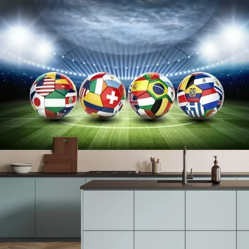 Papier peint  Ballons de football avec des drapeaux nationaux