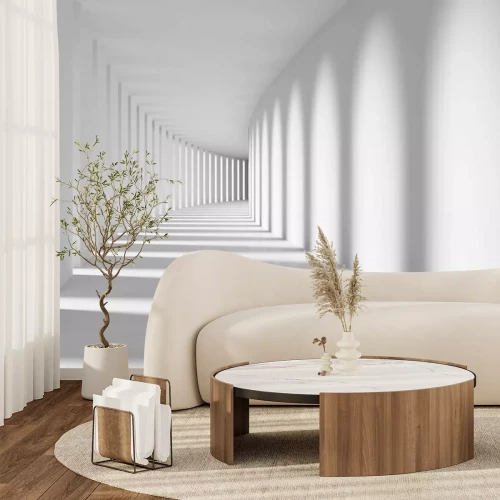 Papier peint  Tunnel blanc avec des colonnes