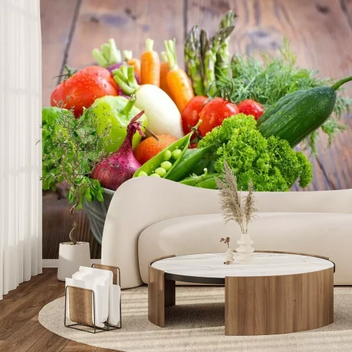 Papier peint  Légumes dans un seau en métal