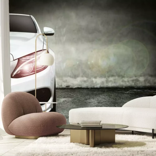 Papier peint  Une voiture blanche Un garage