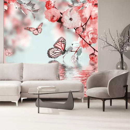 Papier peint  Fleurs et papillons