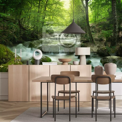 Papier peint  Rivière et pierres dans la forêt