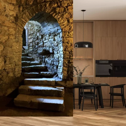 Papier peint  Escaliers dans un château abandonné