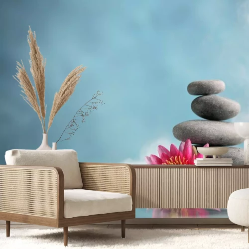 Papier peint  Pierres et lotus en pleine harmonie