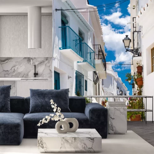 Papier peint  Ruelle et villas blanches