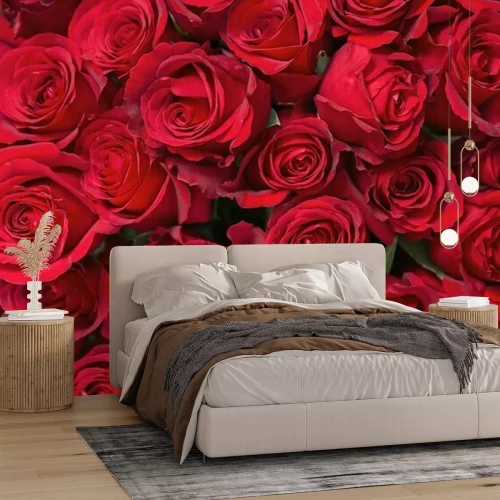 Papier peint  Roses rouges dans un bouquet