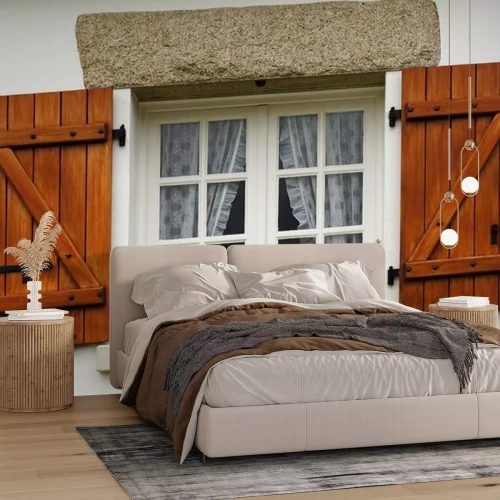 Papier peint  Volets rouges d'une fenêtre