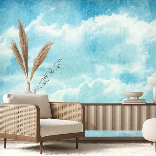 Papier peint  Paysage avec ciel en aquarelle