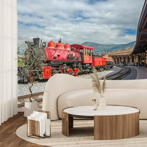 Papier peint  Locomotive rouge train rétro