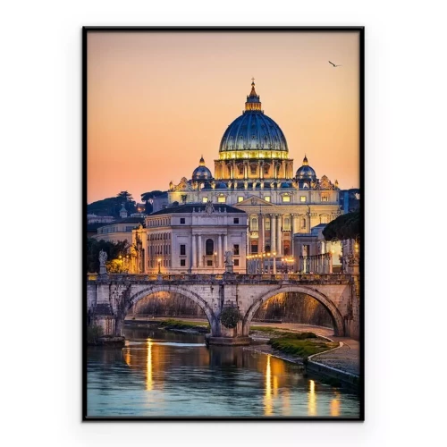 Poster  Vue de la basilique Saint-Pierre à Rome au crépuscule
