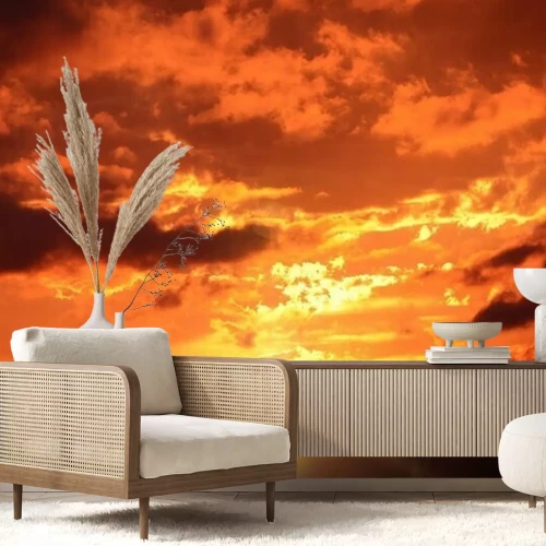 Papier peint  Coucher de soleil en rouge