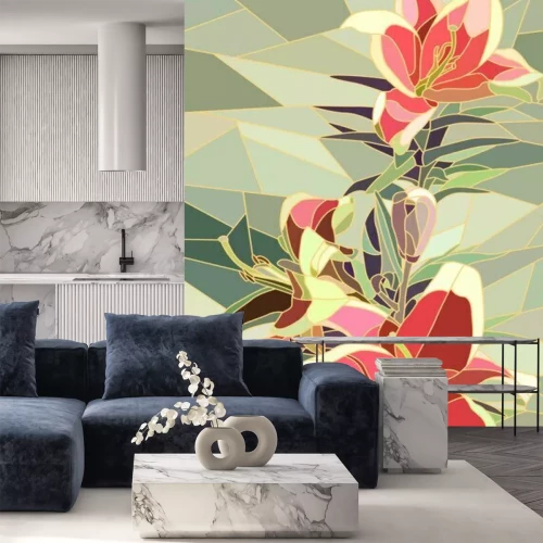 Sticker  Mosaïque avec des lys en fleurs