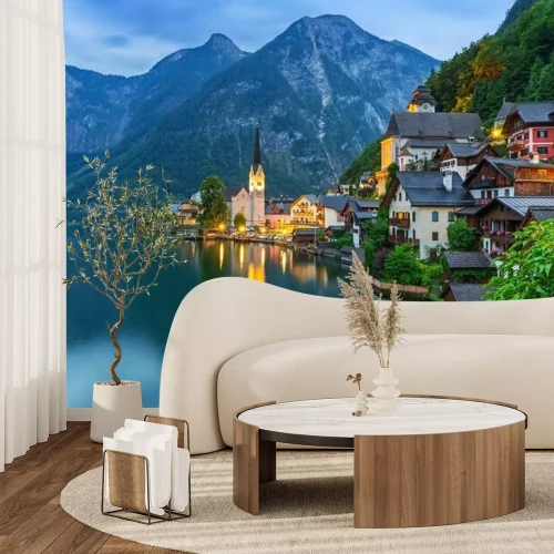 Papier peint  Ville sur la montagne