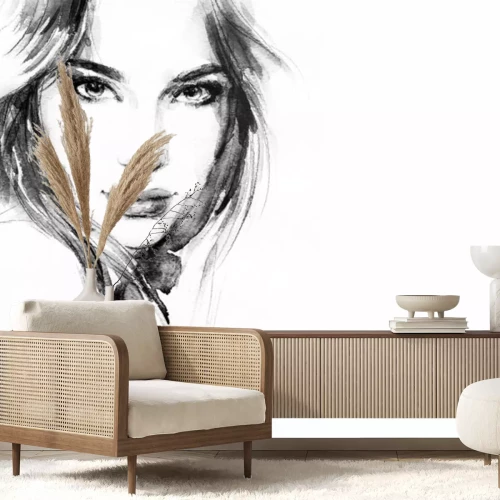 Sticker  Beau visage de femme. illustration d'aquarelle