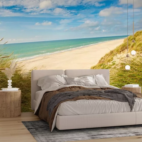 Papier peint  La plage de dunes de sable et la mer