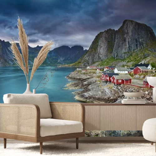 Papier peint  Maisons rouges dans un village de pêcheurs en Norvège