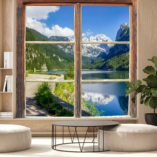 Papier peint  Fenêtre donnant sur le lac Gosau